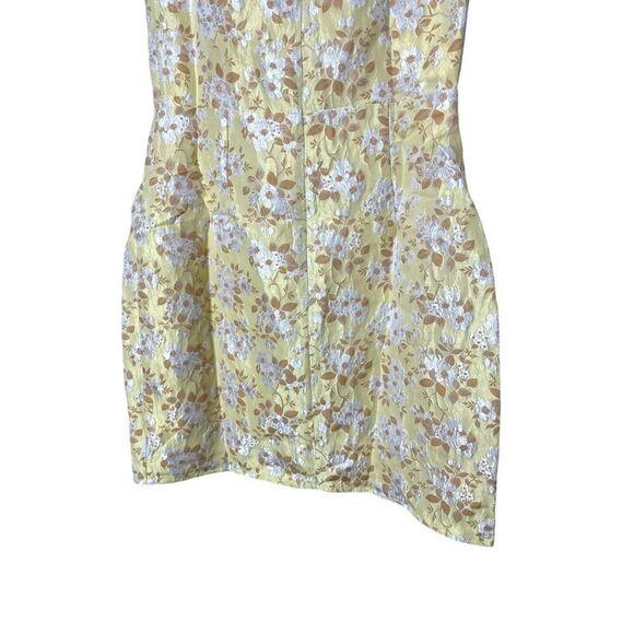 Lulus Favorite Song‎ Yellow Floral Jacquard Off-The Shoulder Mini Dress S NWT - Picture 10 of 12